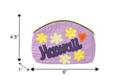 Quilted Cosmetic Pouch Large - Purple/Yellow