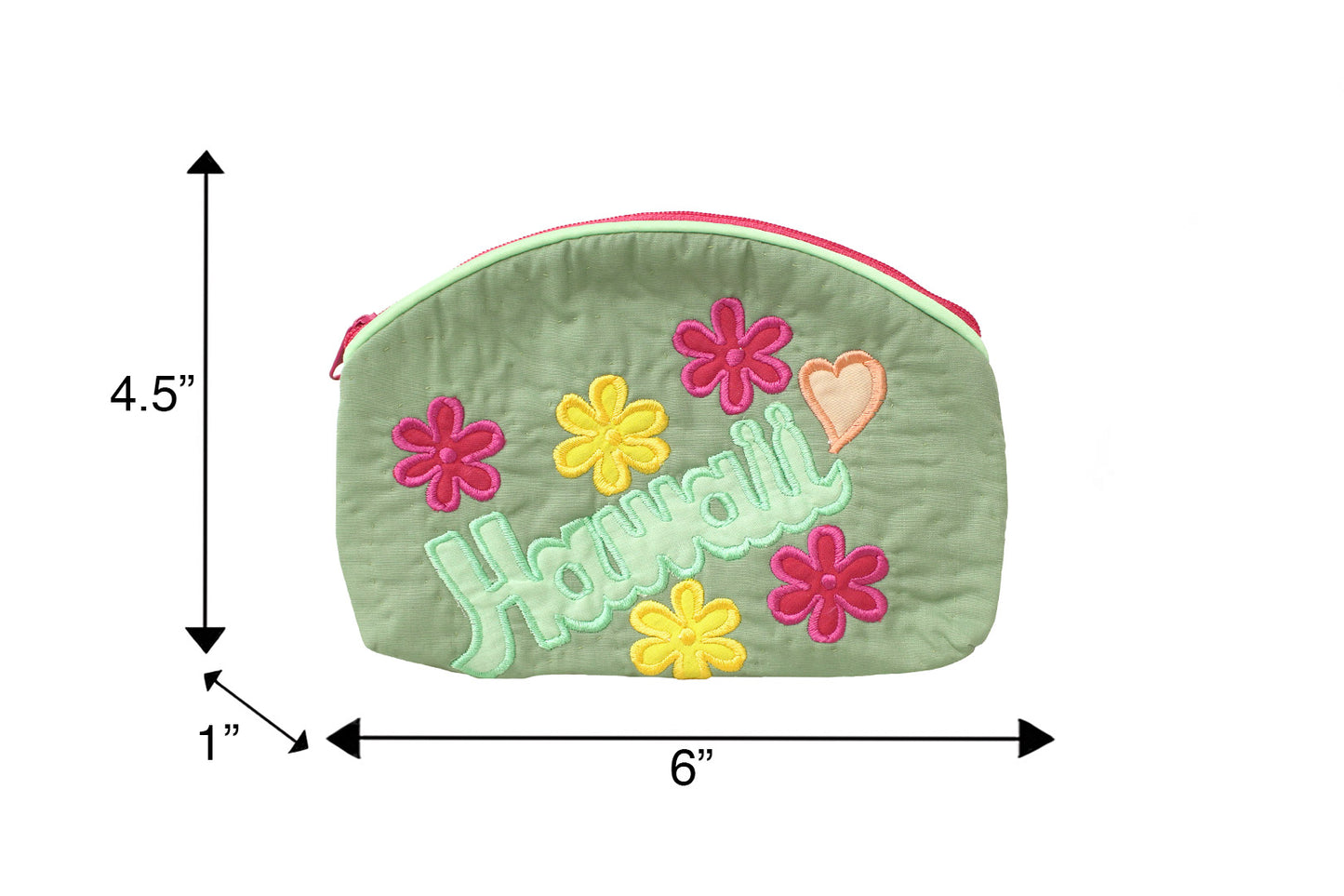 Quilted Cosmetic Pouch Large - Green/Pink