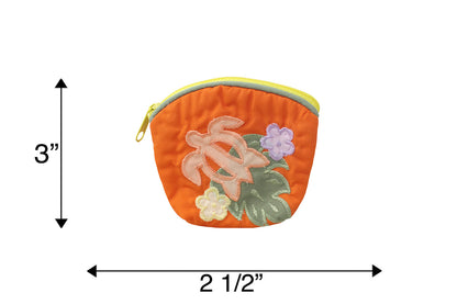 Quilted Coin Pouch - Orange/Green