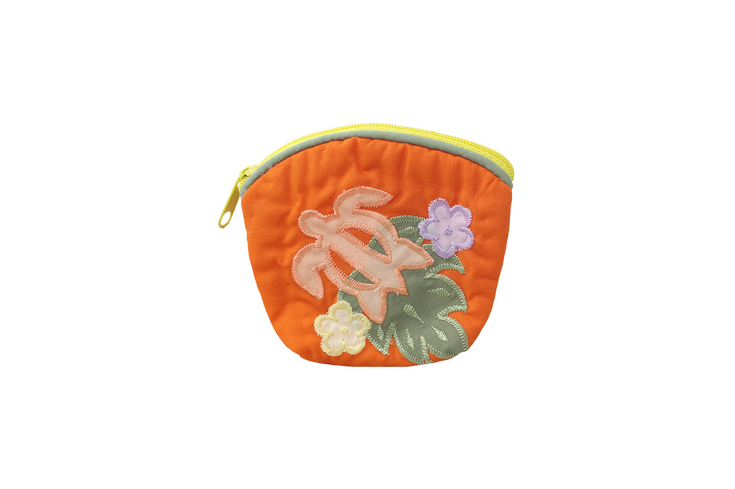 Quilted Coin Pouch - Orange/Green