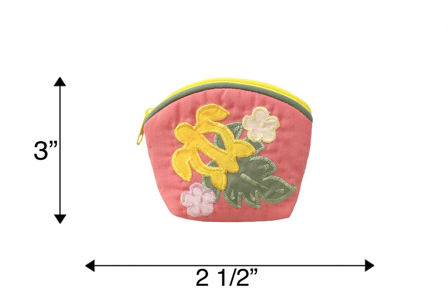 Quilted Coin Pouch - Pink/Green