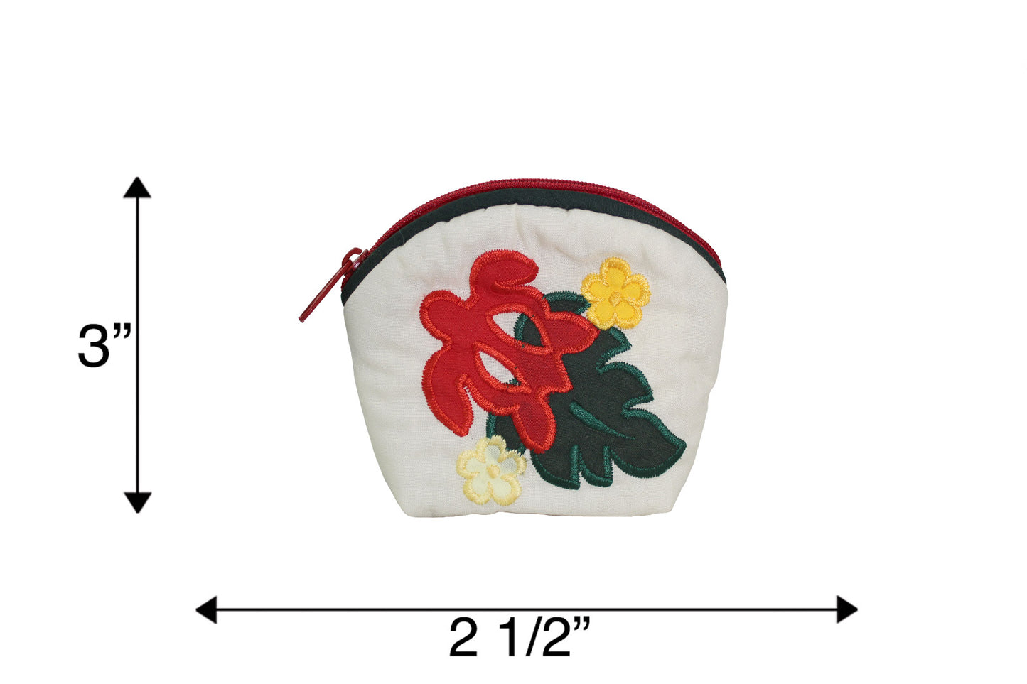 Quilted Coin Pouch - Cream/Green