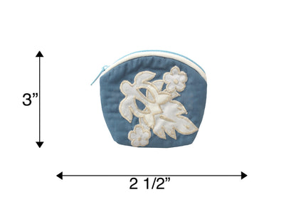 Quilted Coin Pouch - Blue/White