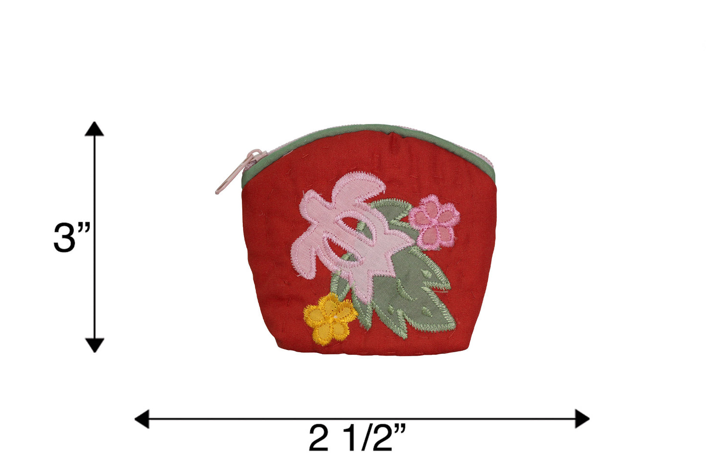 Quilted Coin Pouch - Red/Green