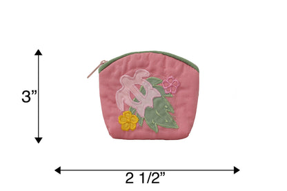 Quilted Coin Pouch - Pink/Cream