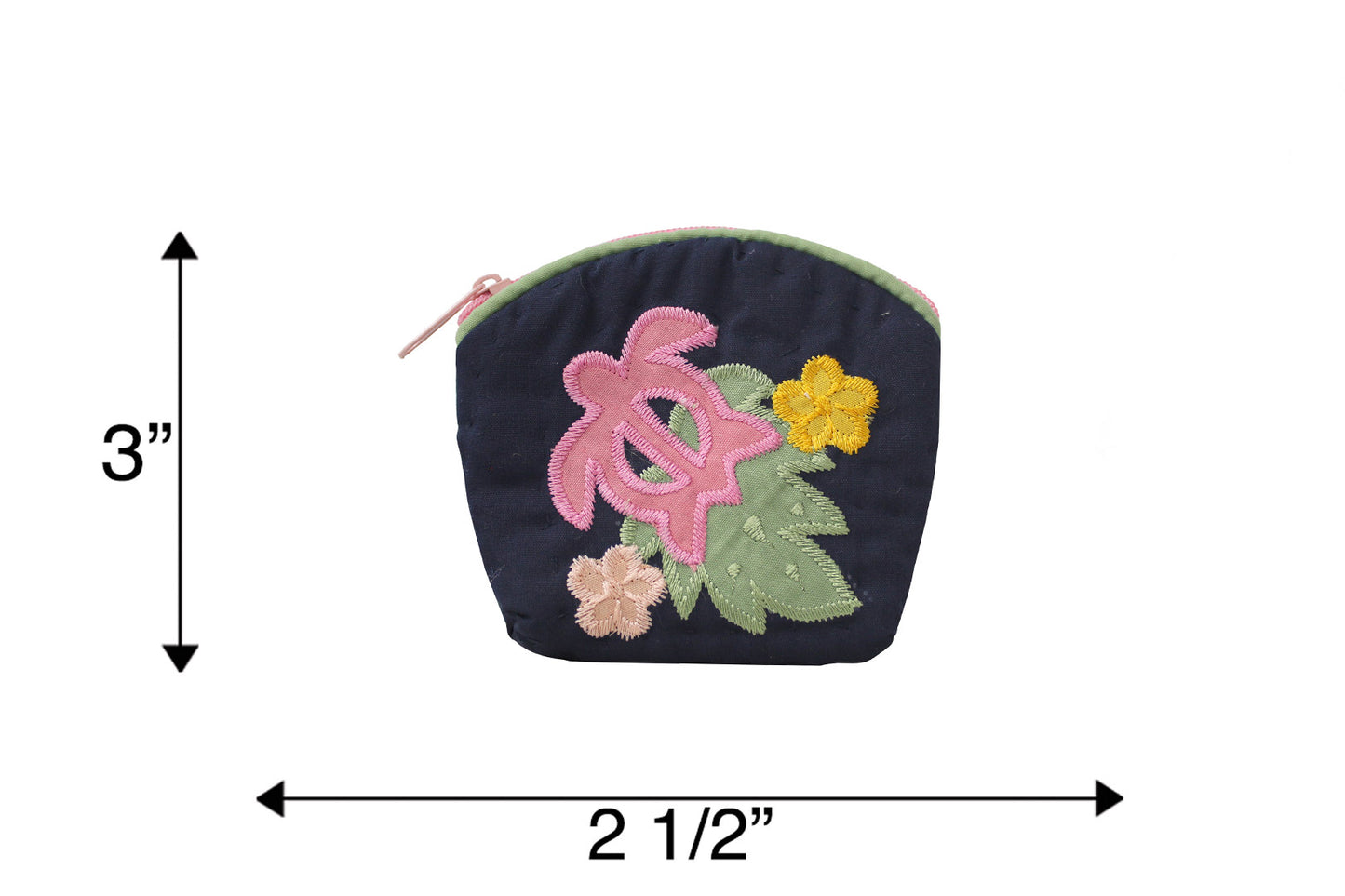 Quilted Coin Pouch - Navy/Green