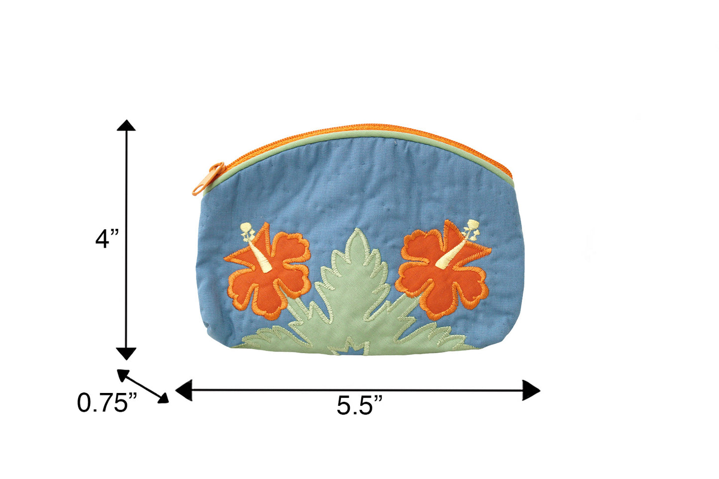 Quilted Cosmetic Pouch Small - Blue/Orange