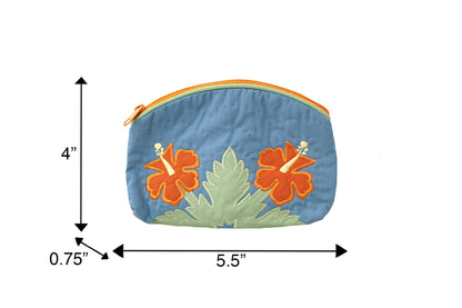 Quilted Cosmetic Pouch Small - Blue/Orange