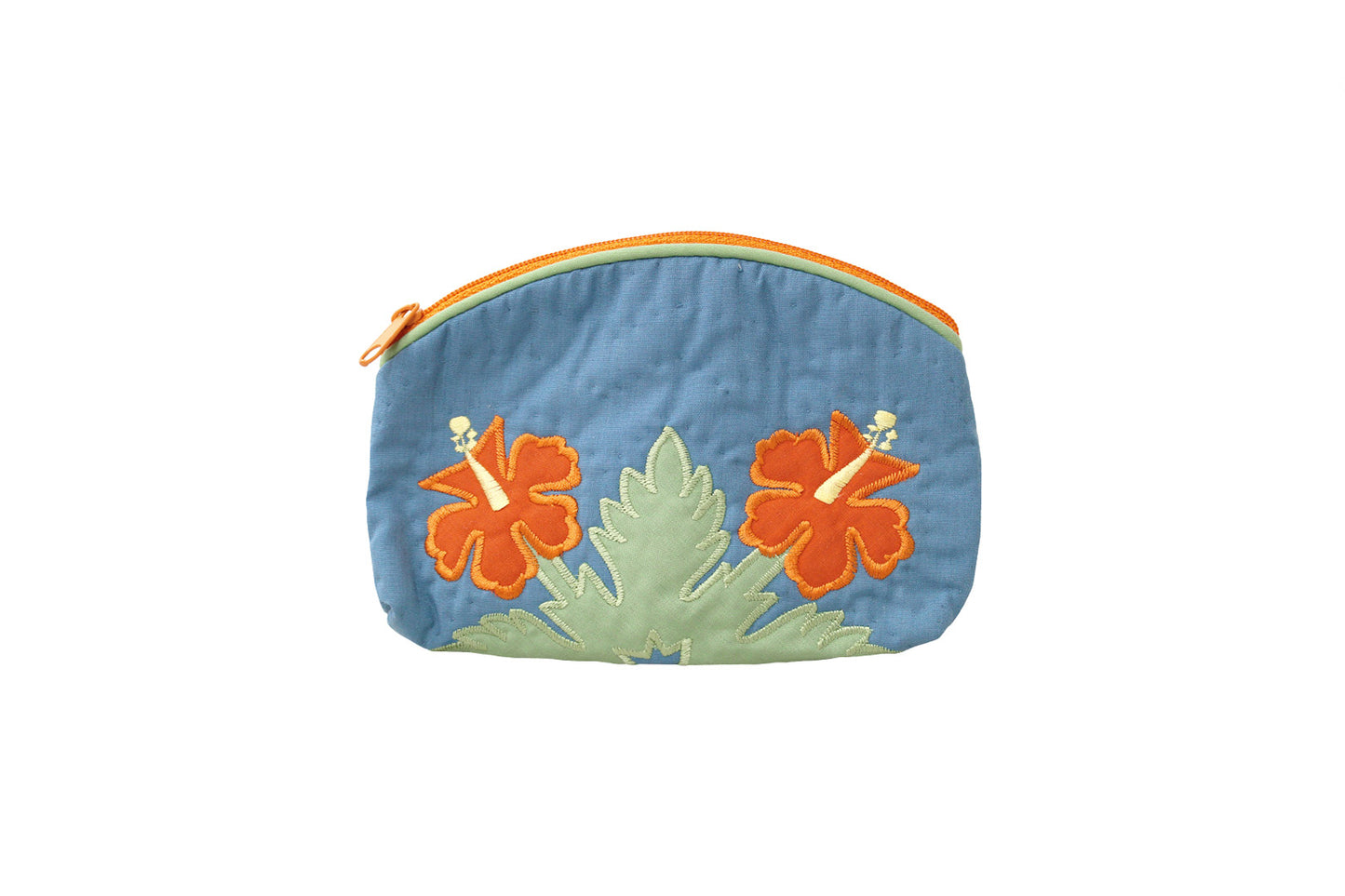 Quilted Cosmetic Pouch Small - Blue/Orange