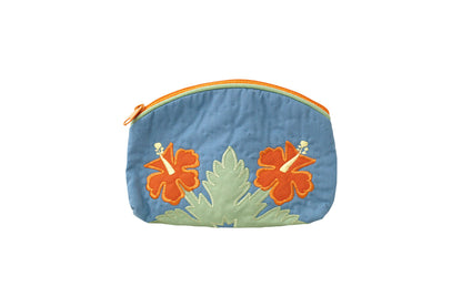 Quilted Cosmetic Pouch Small - Blue/Orange