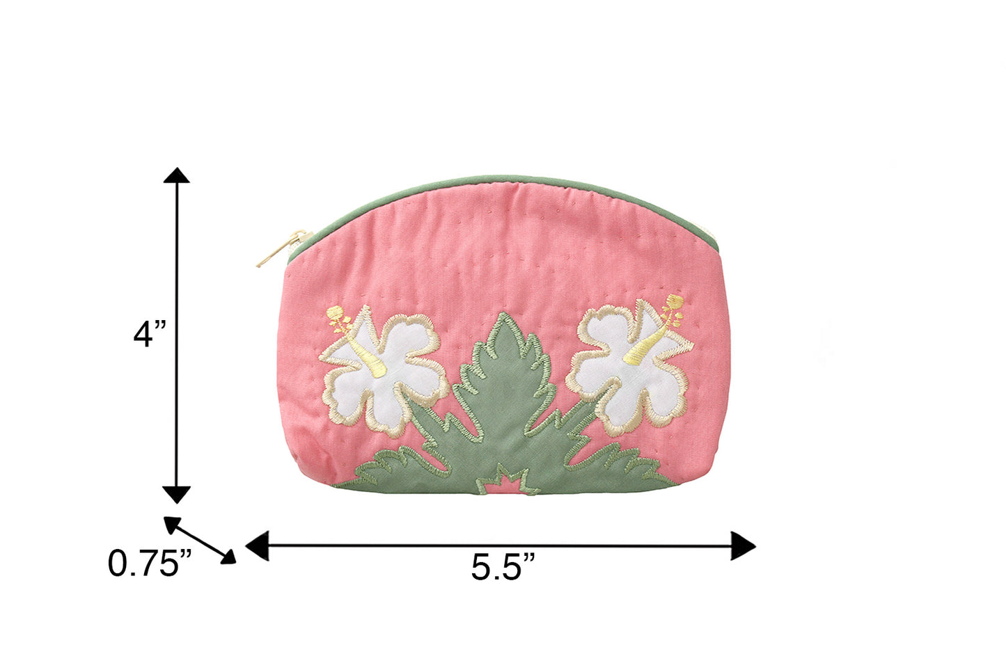 Quilted Cosmetic Pouch Small - Pink/Cream