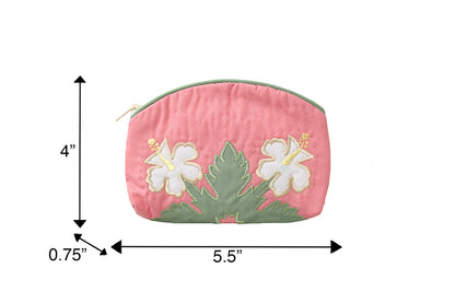 Quilted Cosmetic Pouch Small - Pink/Cream