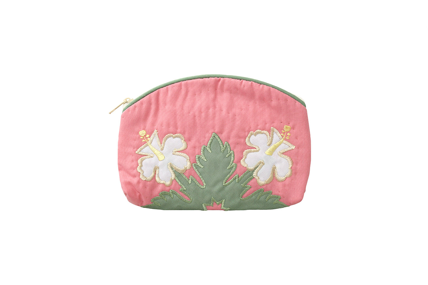 Quilted Cosmetic Pouch Small - Pink/Cream