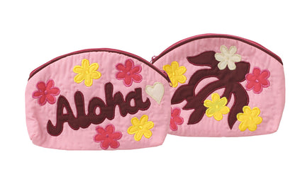 Quilted Cosmetic Pouch Large - Pink/Fuchsia