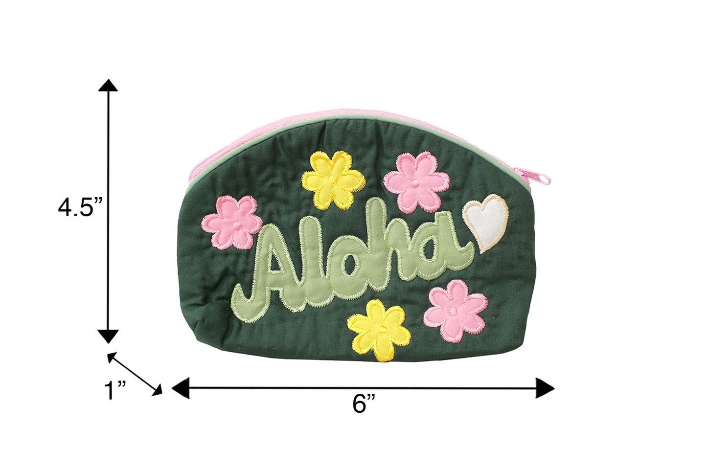 Quilted Cosmetic Pouch Large - Hunter/Pink