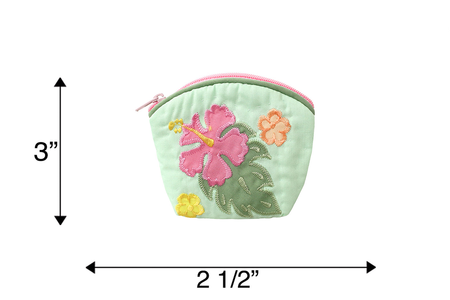 Quilted Coin Pouch - Sage/Pink