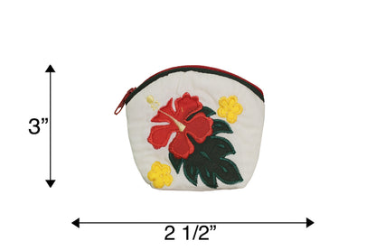 Quilted Coin Pouch - Cream/Green
