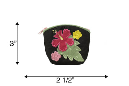 Quilted Coin Pouch - Black/Green