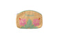 Quilted Cosmetic Pouch Small - Tan/Pink