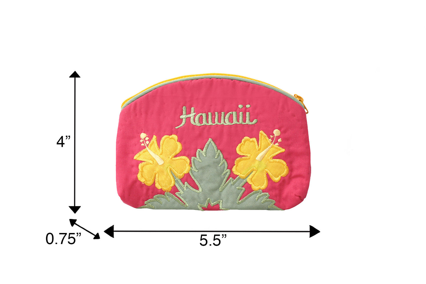 Quilted Cosmetic Pouch Small - Bright Pink/Yellow