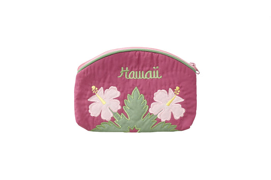 Quilted Cosmetic Pouch Small - Fuchsia/Pink