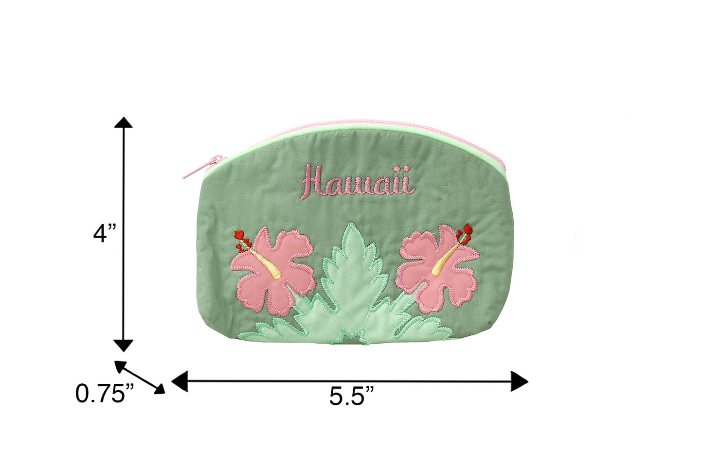 Quilted Cosmetic Pouch Small - Green/Pink