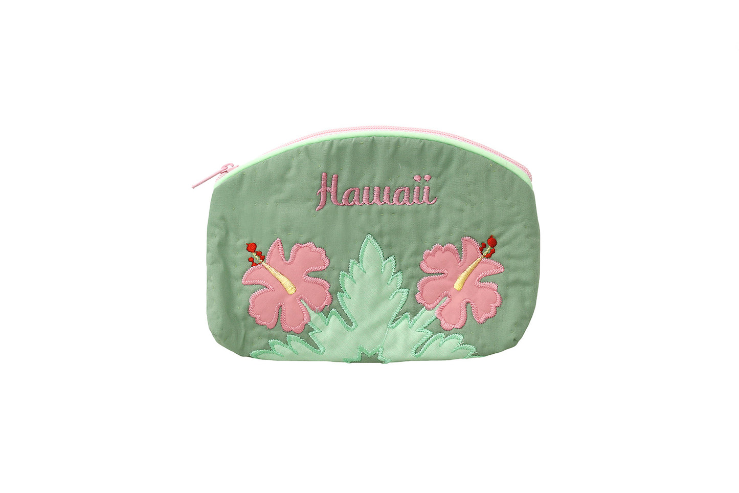 Quilted Cosmetic Pouch Small - Green/Pink