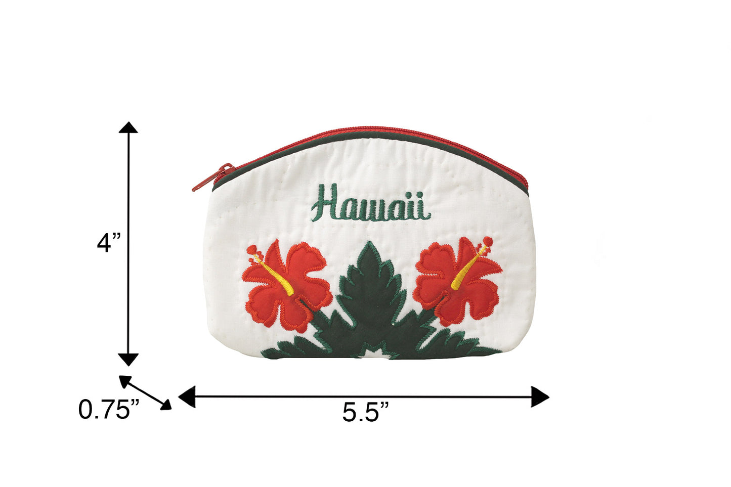 Quilted Cosmetic Pouch Small - White/Red