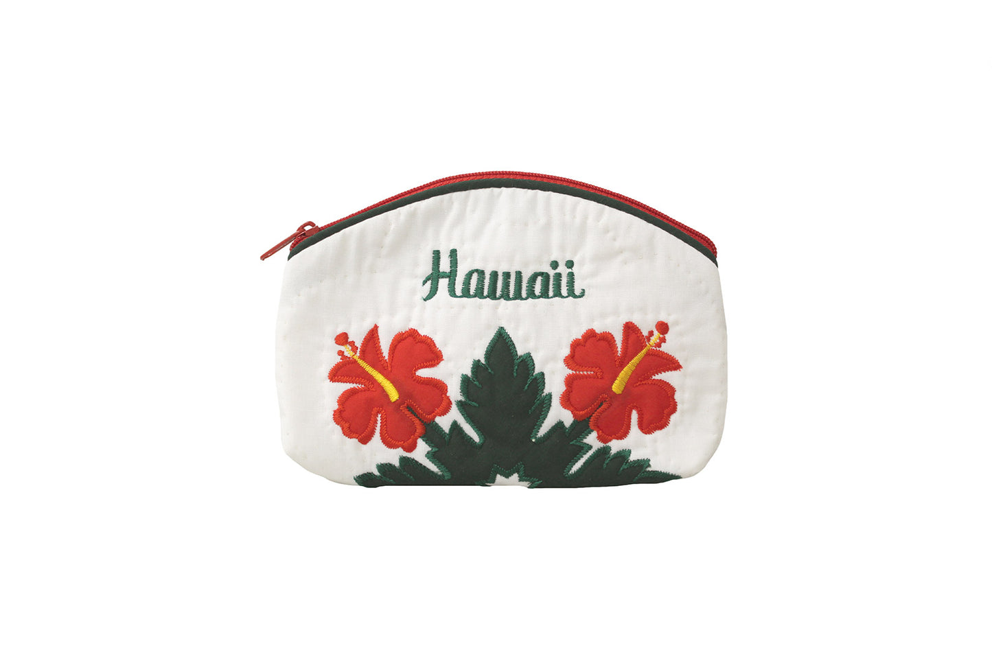Quilted Cosmetic Pouch Small - White/Red
