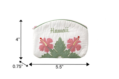 Quilted Cosmetic Pouch Small - White/Pink