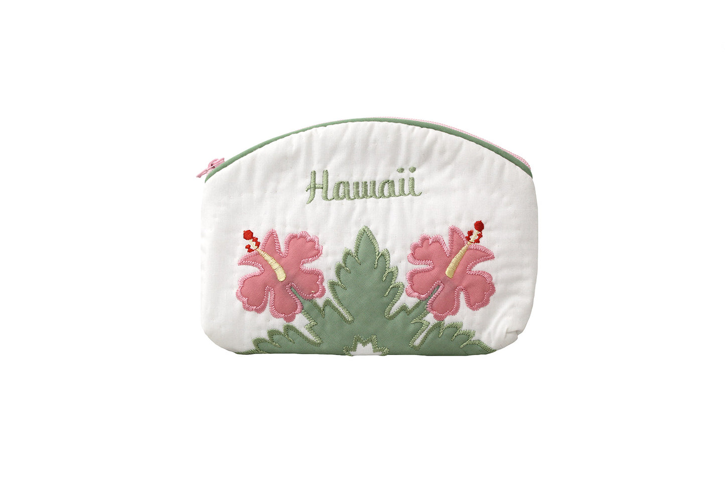 Quilted Cosmetic Pouch Small - White/Pink