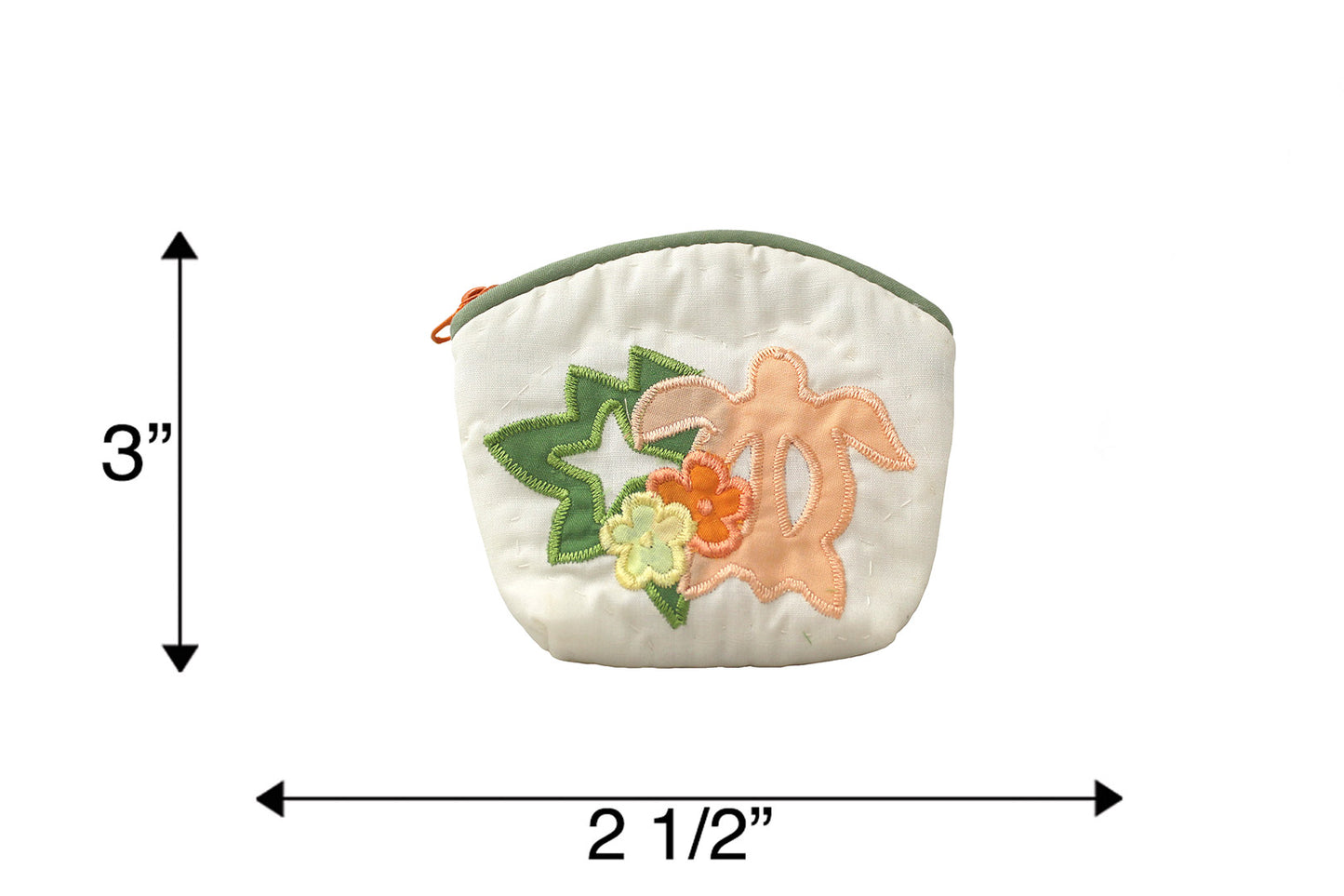 Quilted Coin Pouch - Cream/Orange