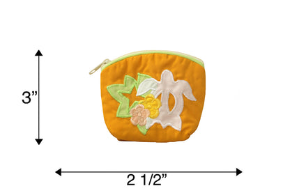 Quilted Coin Pouch - Orange/Cream