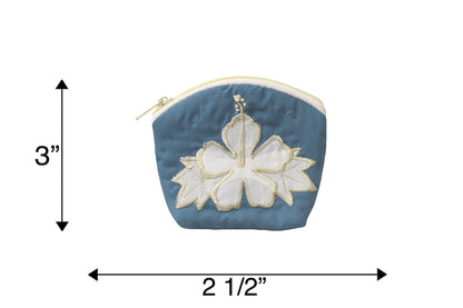 Quilted Coin Pouch - Blue/White