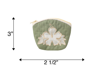 Quilted Coin Pouch - Green/White