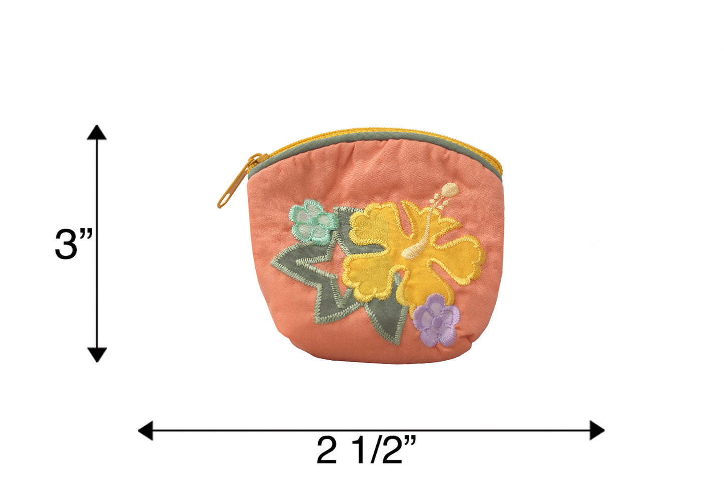 Quilted Coin Pouch - Coral/Green