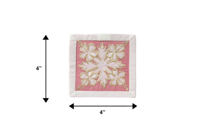 Quilted Bundle Coaster - White/Pink