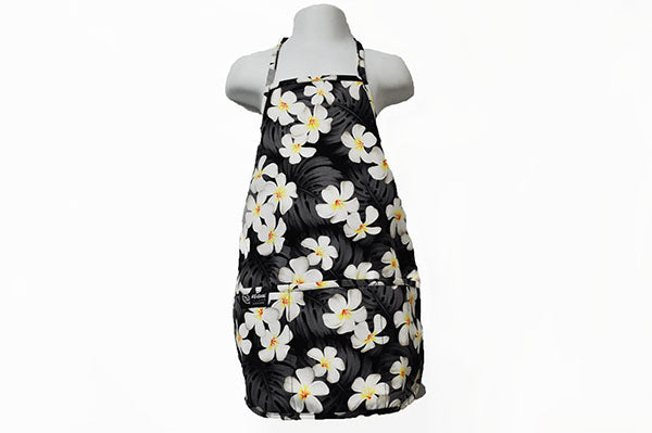Kids Apron - Modern Plumeria Black