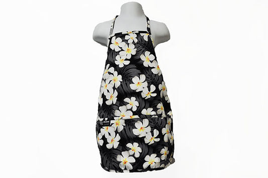Kids Apron - Modern Plumeria Black