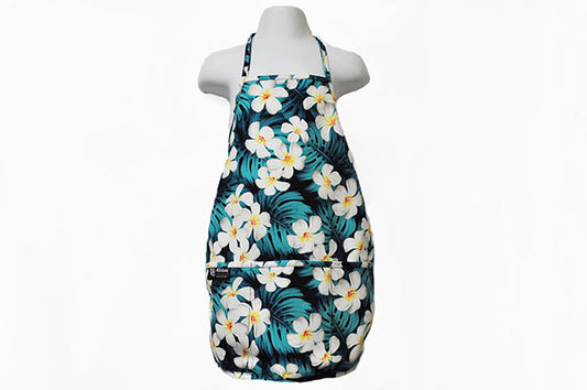 Kids Apron - Modern Plumeria Blue