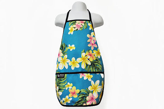 Kids Apron - Cute Plumeria Blue