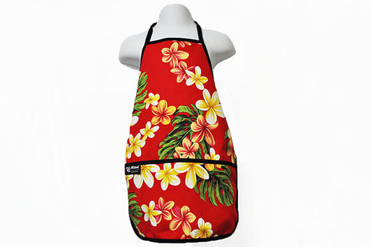 Kids Apron - Cute Plumeria Red
