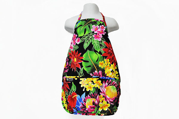Kids Apron - Hawaiian Garden Black