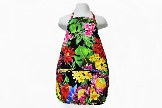 Kids Apron - Hawaiian Garden Black