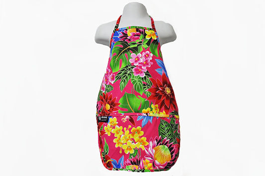 Kids Apron - Hawaiian Garden Red