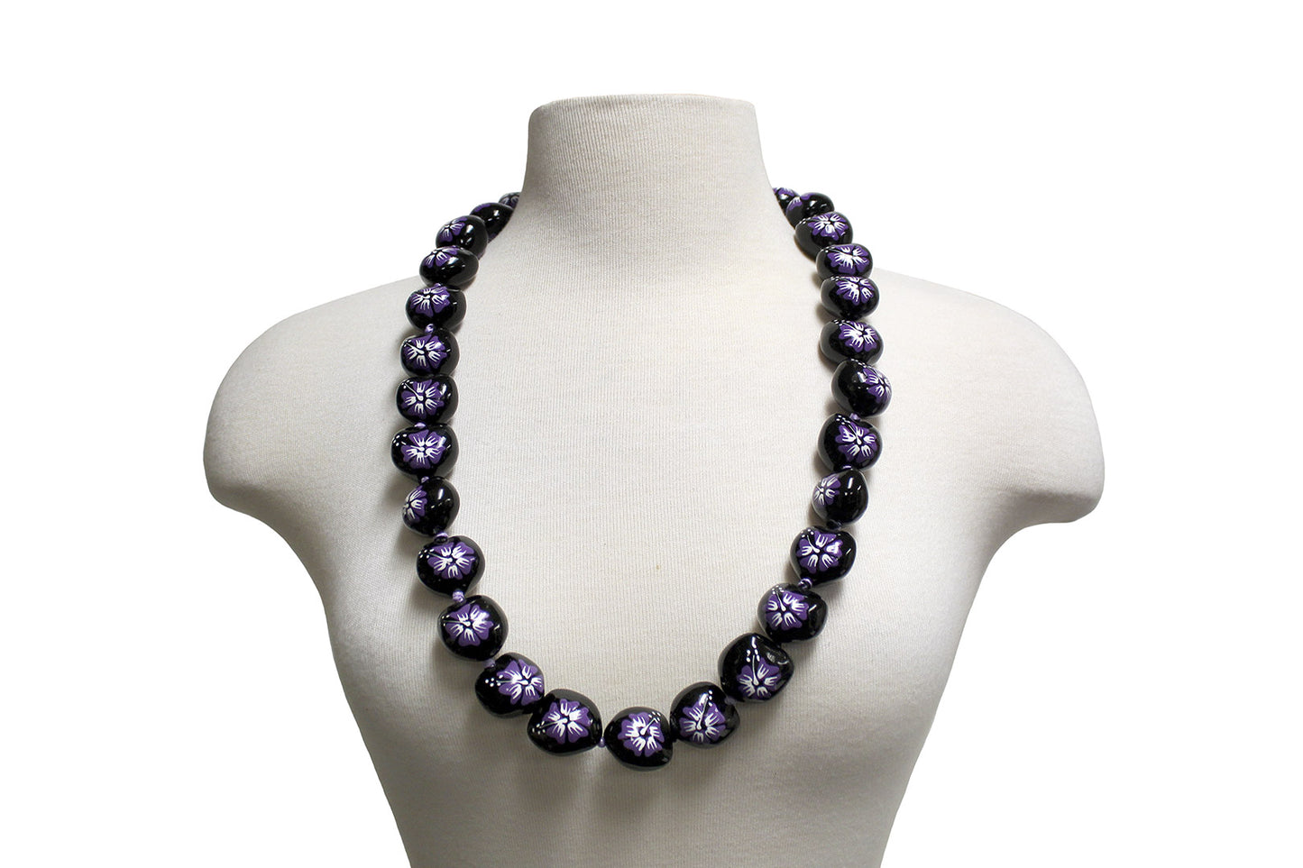 Flower Kukui Nuts Lei- Black/Purple