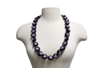 Flower Kukui Nuts Lei- Black/Purple