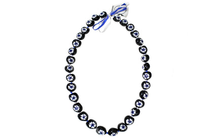 Flower Kukui Nuts Lei- Black/Navy