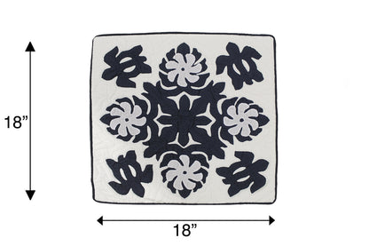 Quilted Pillow Cases - Cream/Navy