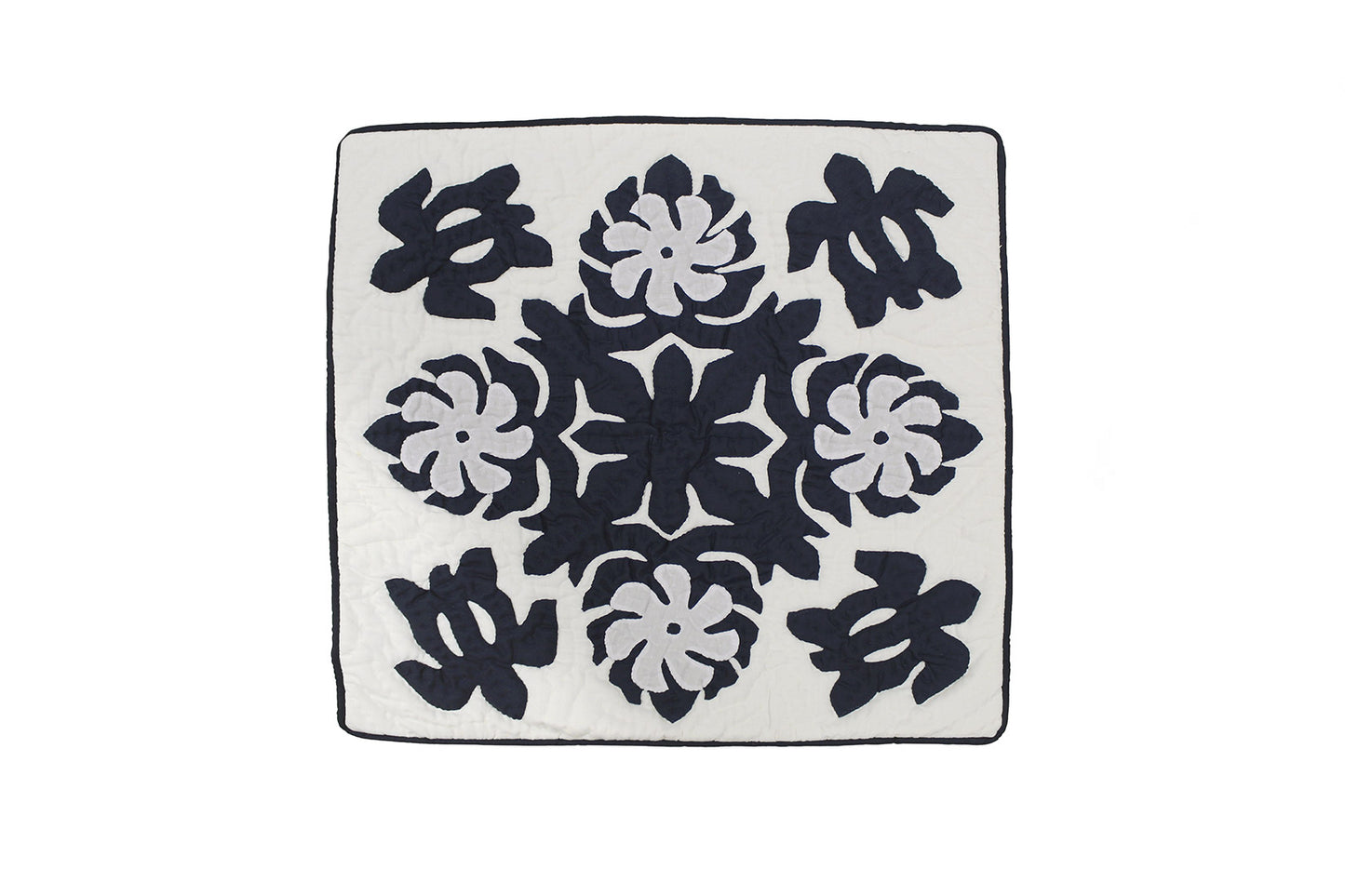 Quilted Pillow Cases - Cream/Navy